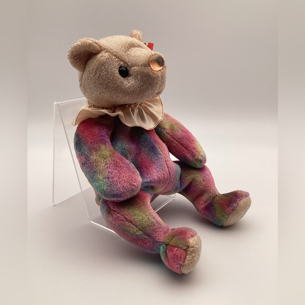 TY Beanie Baby October The Birthday Bear with Opal Birthstone Nose 2001 - Picture 8 of 10